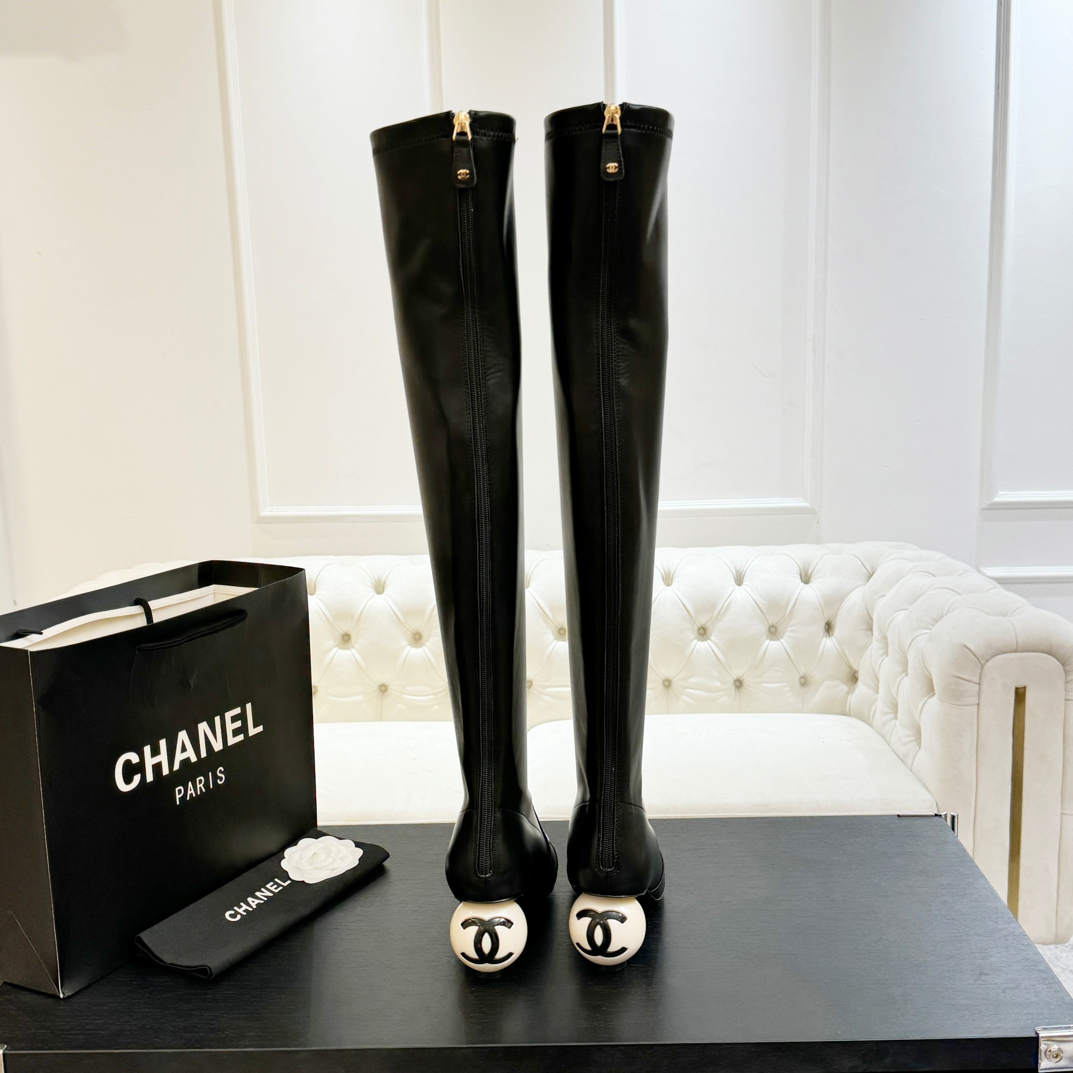 샤* 25A 신상 진주 굽 스판부츠