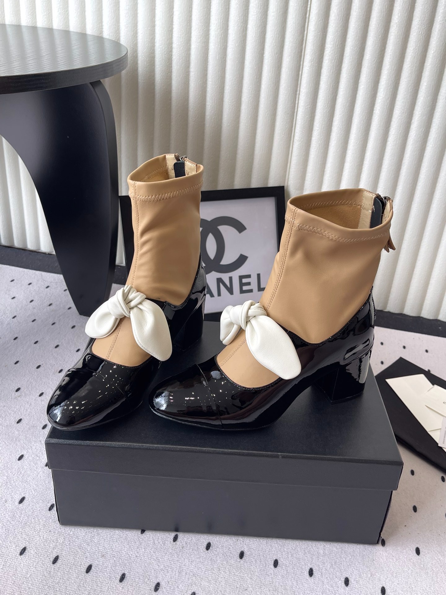 샤* 25 신상 통굽 리본 앵클부츠