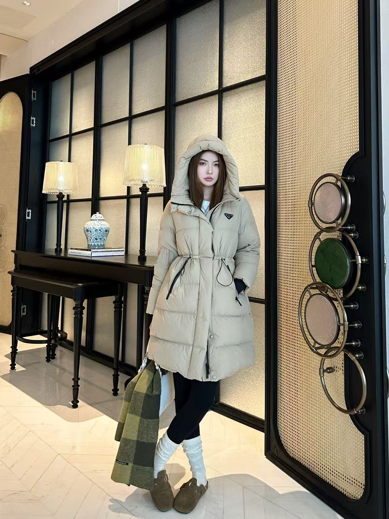 프*다 신상 후드 패딩 하프코트