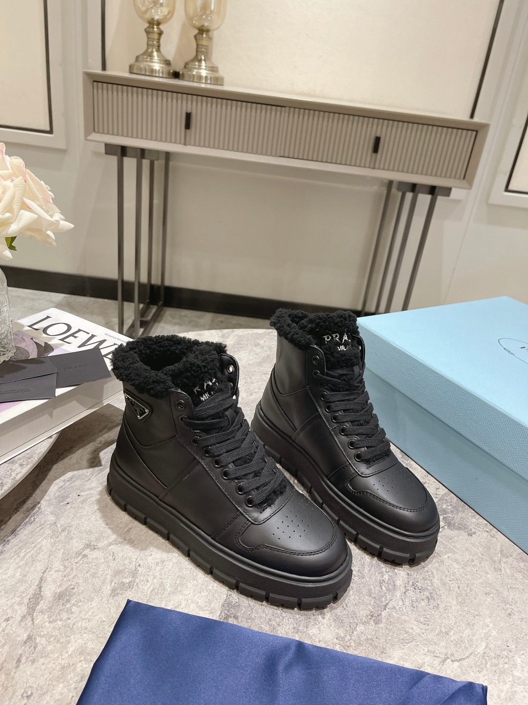 프*다 신상 통굽 앵클워커 부츠