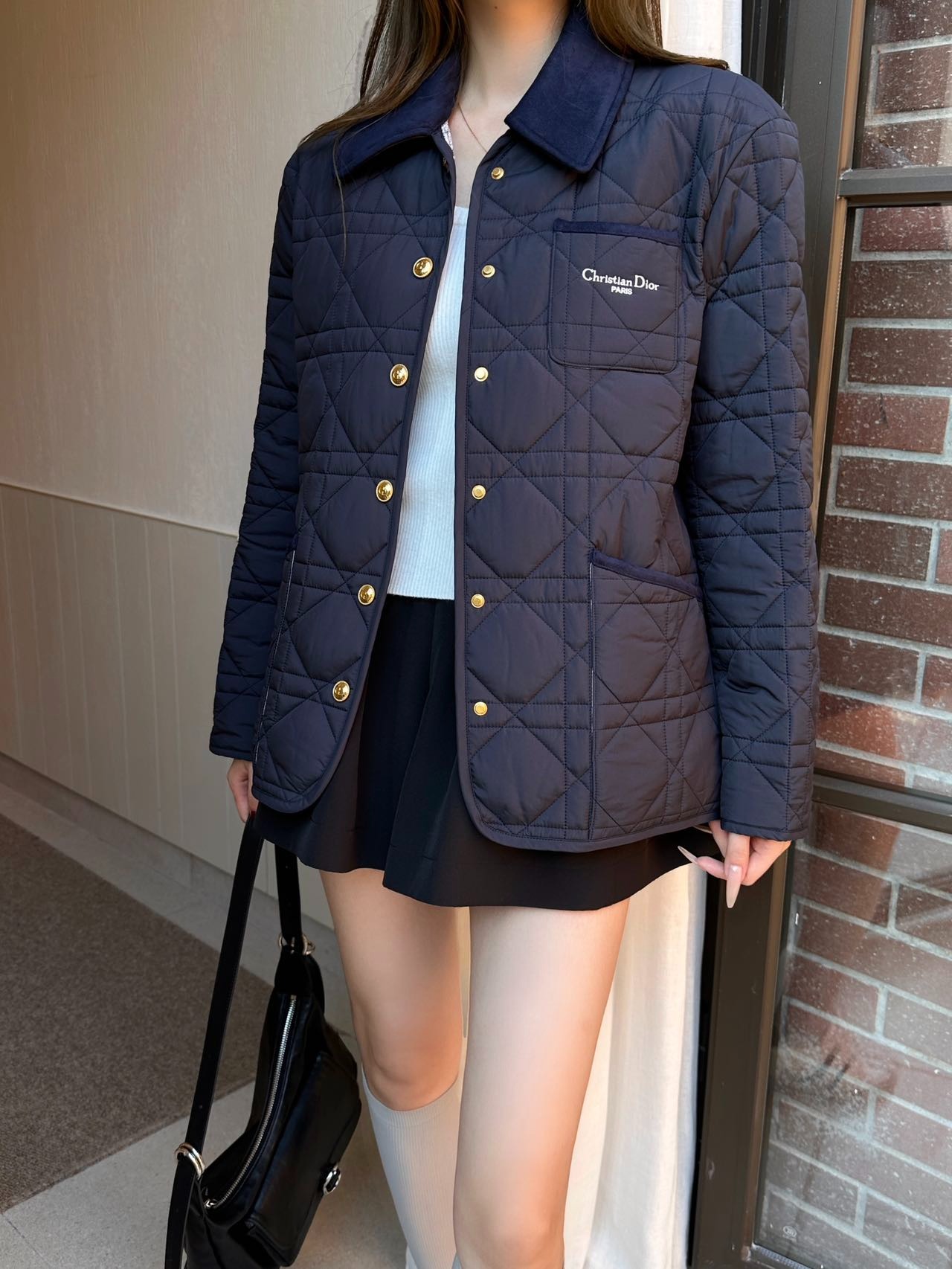 디* 25 신상 체크 누빔 패딩 코트