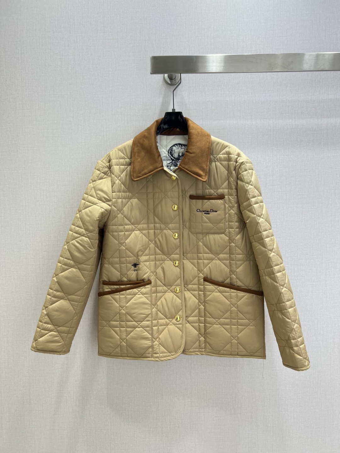 디* 25 신상 체크 누빔 패딩 코트