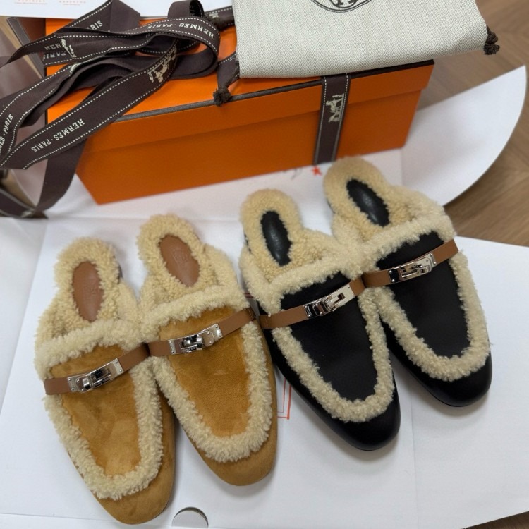 에르메스 오즈 뮬 시어링 슬리퍼