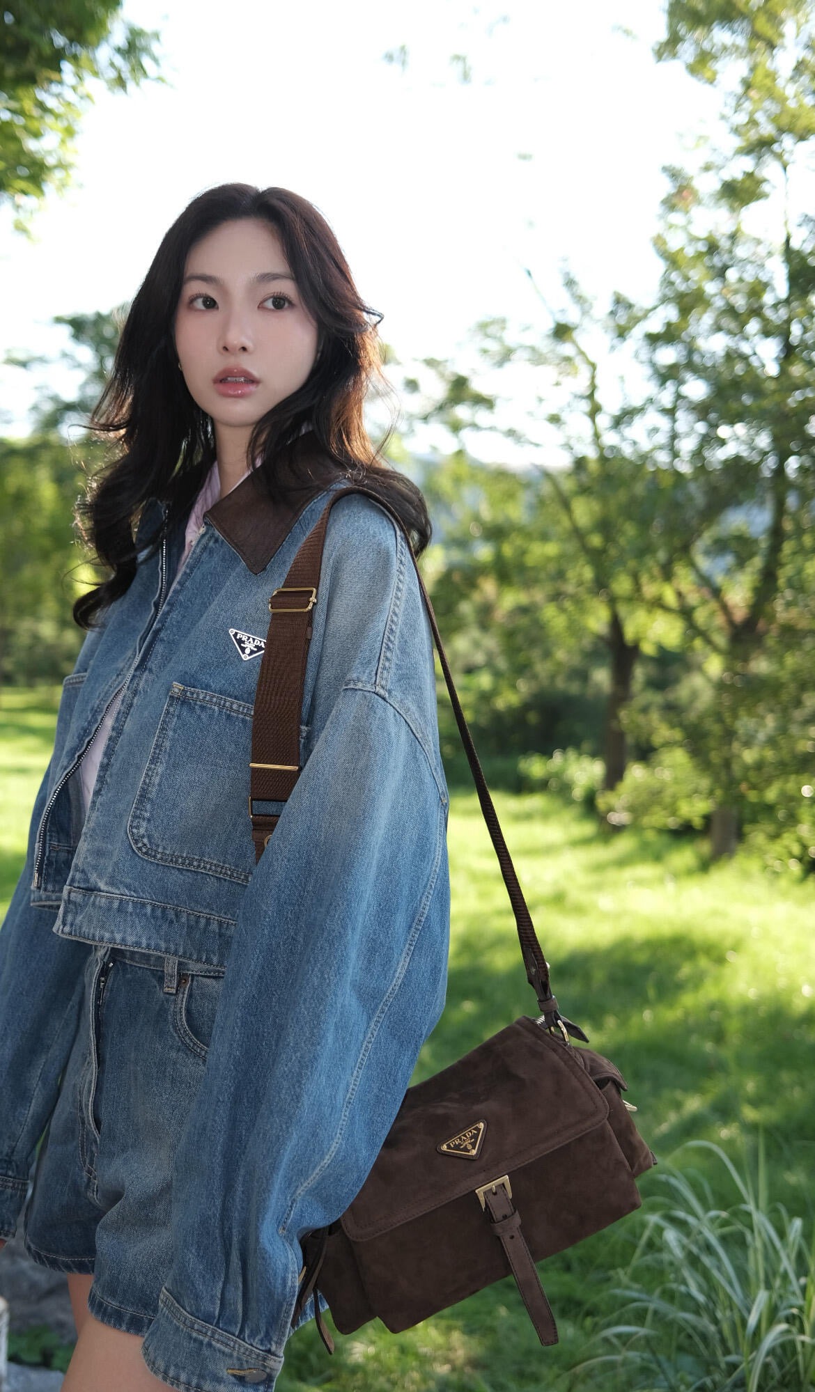 프*다 25Fw 신상 가죽 숏 데님 점퍼