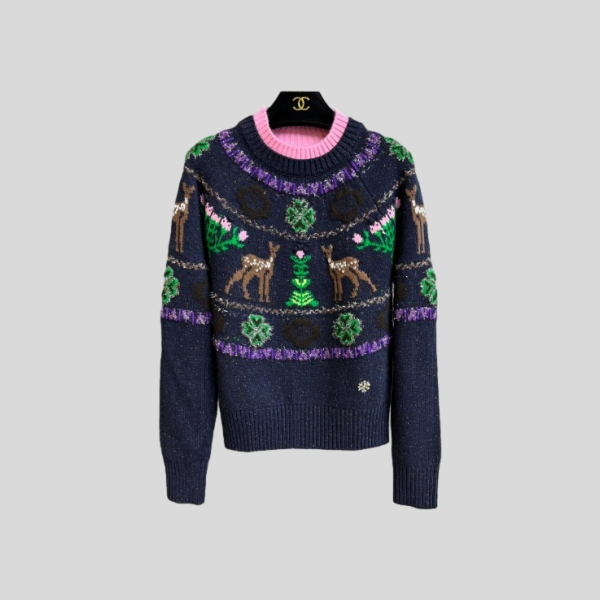 샤넬 사슴 눈송이 스웨터