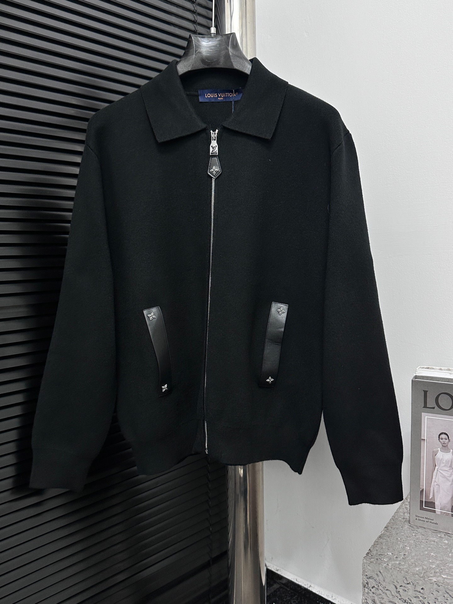 루*비통 가죽 니트 블루종 점퍼