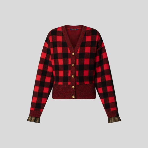 루이비통 그래픽 체크 니트 가디건