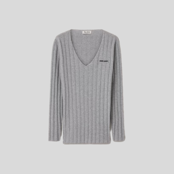 미우미우 울 및 캐시미어 브이넥 스웨터
