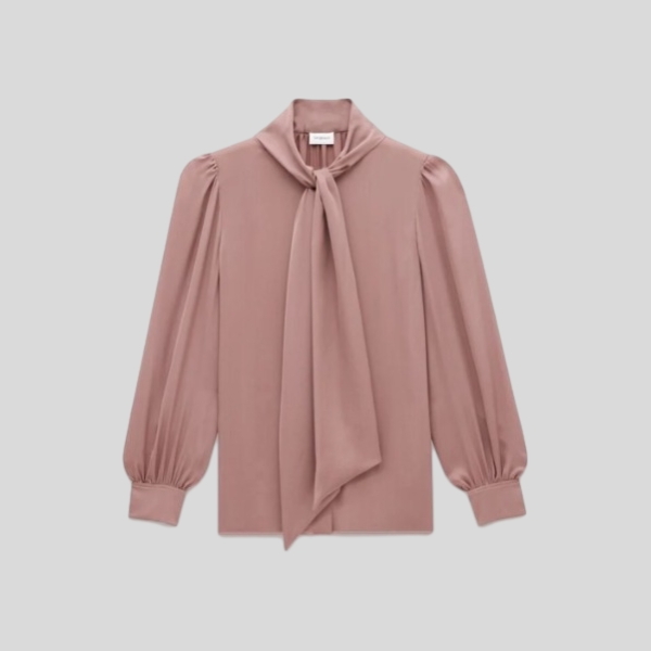 생로랑 플로잉 리본 실크 블라우스