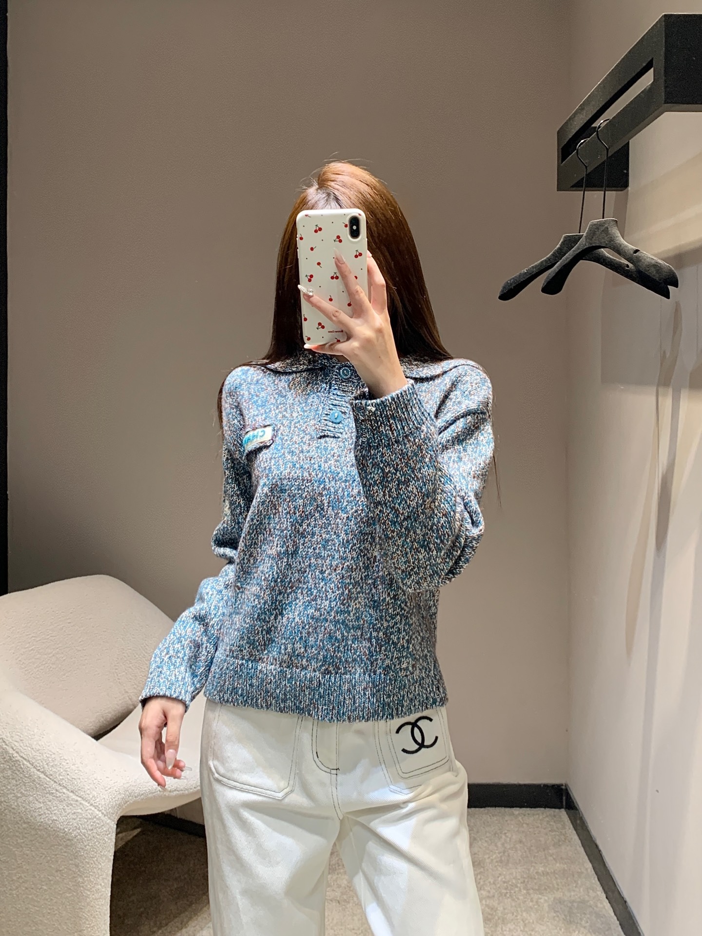 샤* 25K 핸드메이드 세일러 넥 니트 스웨터