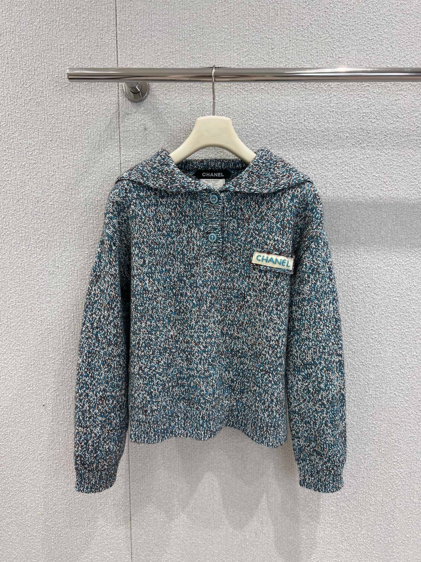 샤* 25K 핸드메이드 세일러 넥 니트 스웨터