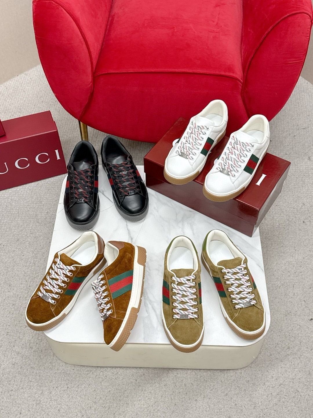 구* ACE 로우탑 가죽 스니커즈