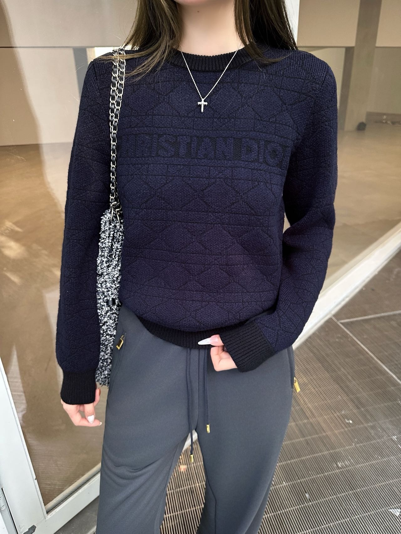 디* 25 신상 퀼팅 자카드 니트