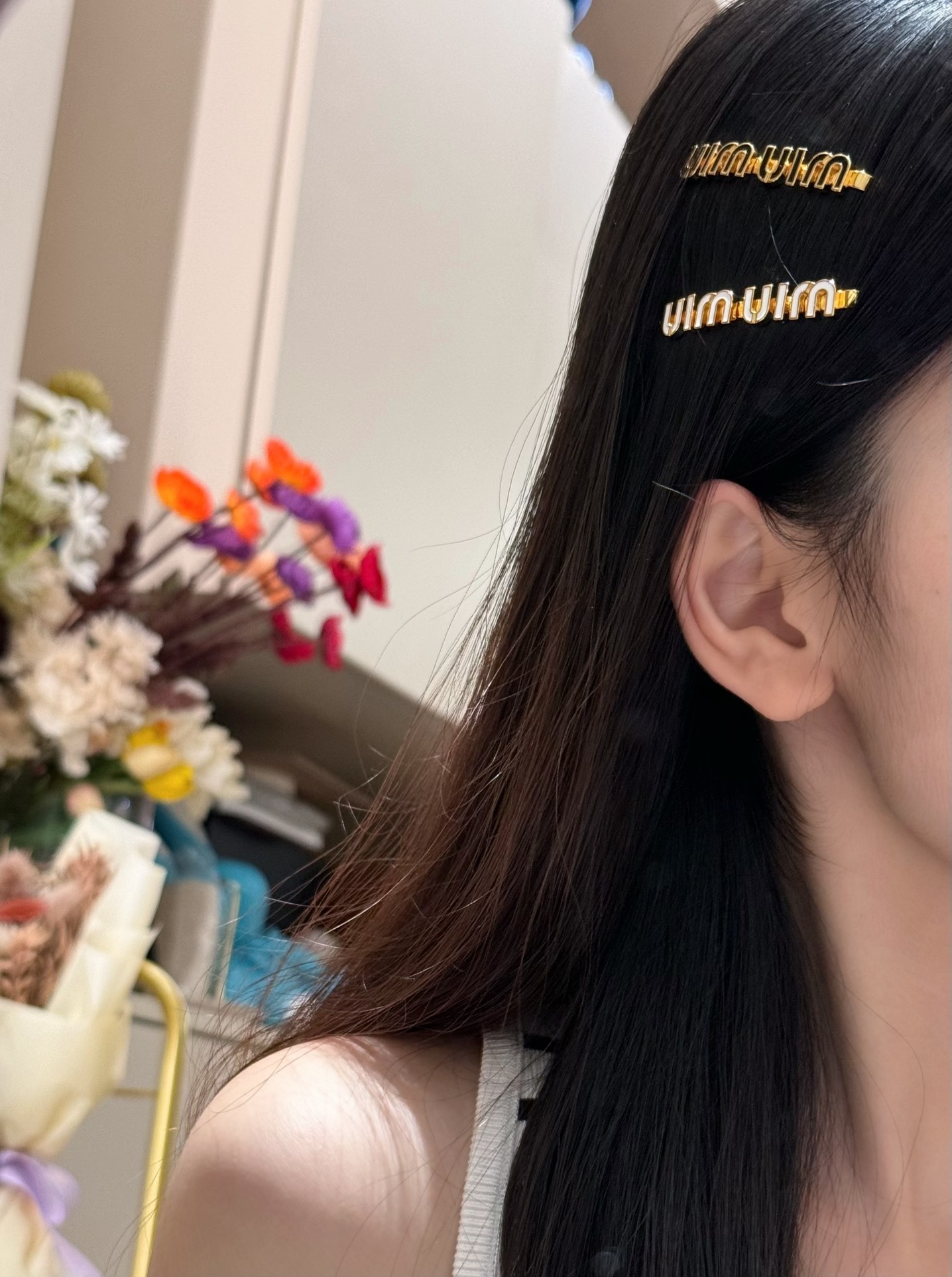 미*미* 블랙/화이트 에나멜 클립집게핀