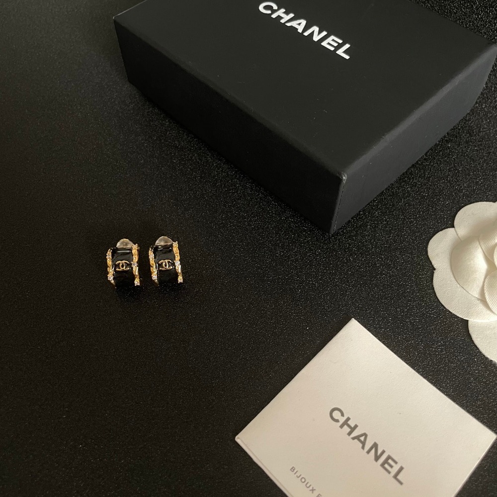 샤* CC 로고 체인 링 귀걸이 이어링