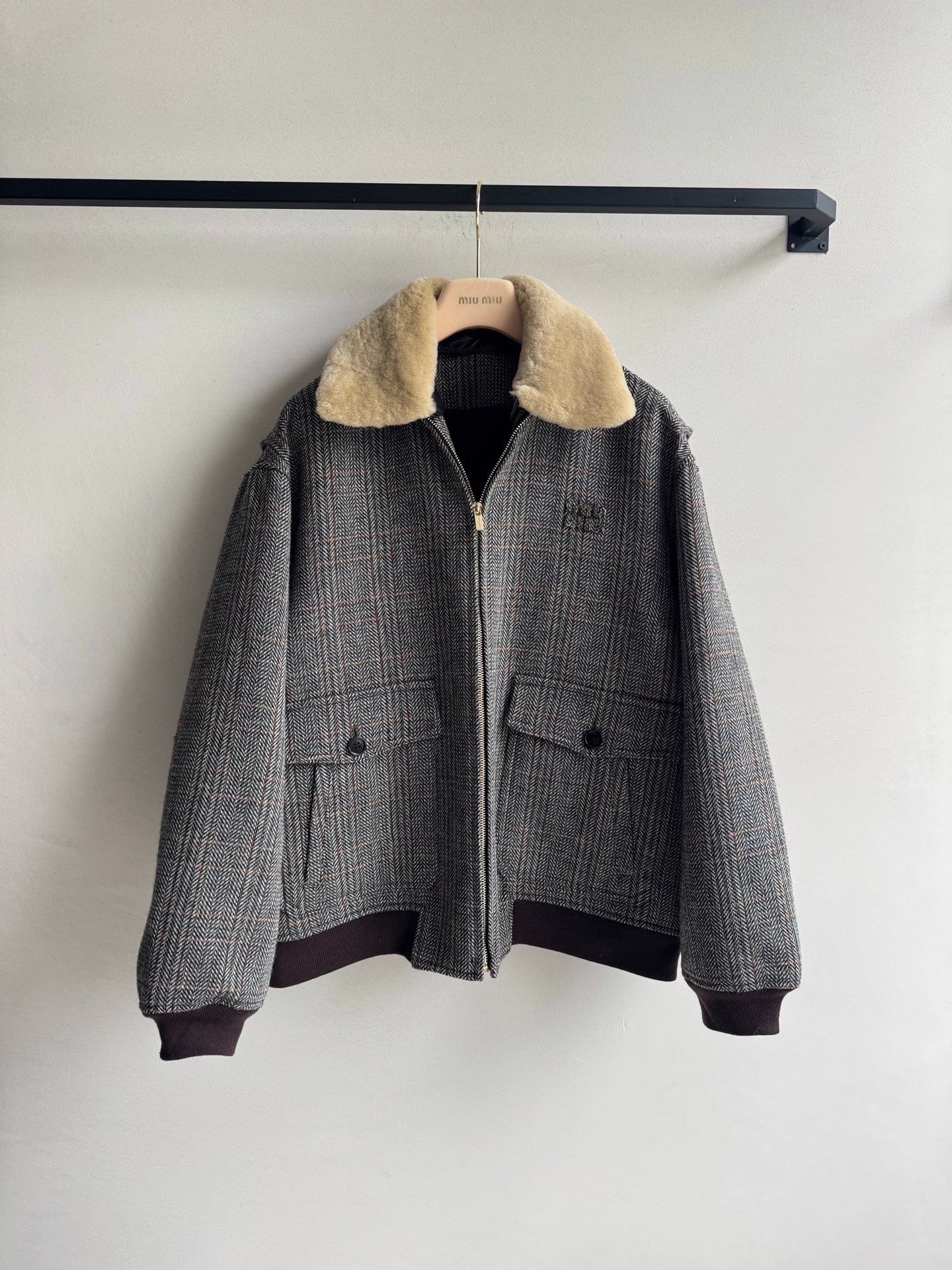 미*미* 신상 양털카라 헤링본 자켓