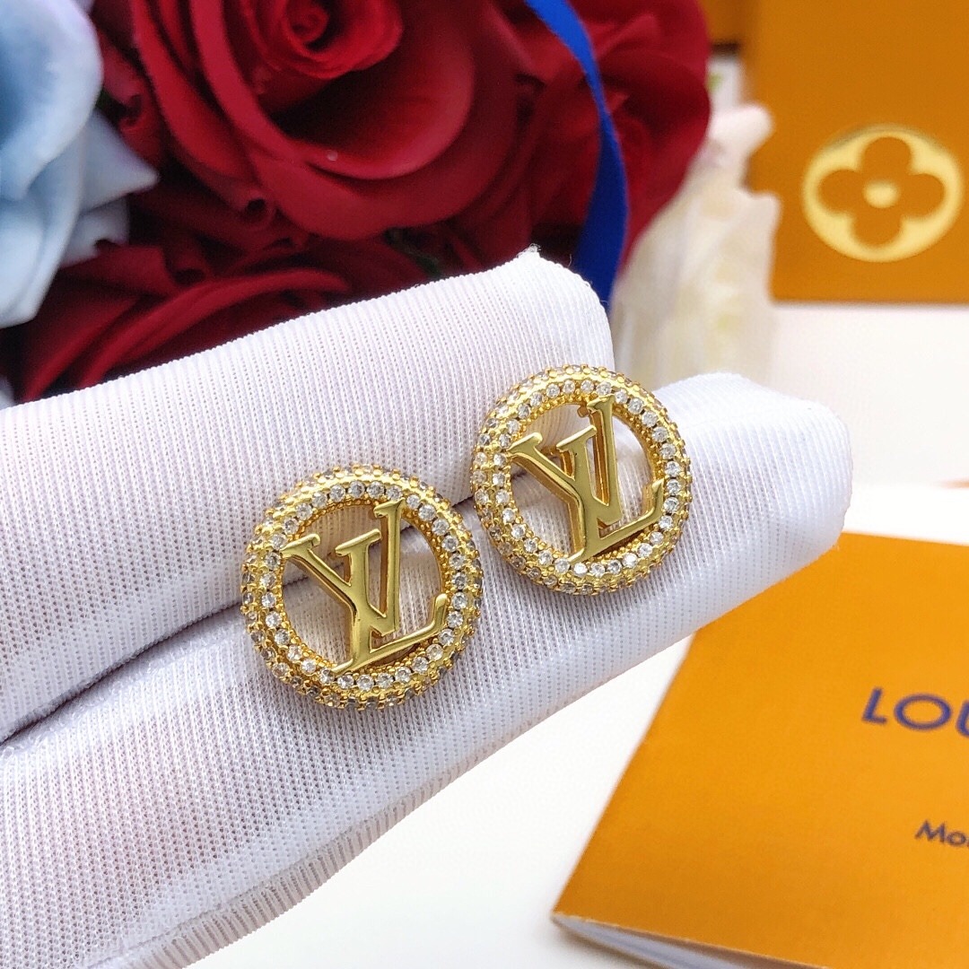 루*비통 신상 원형 큐빅 이어링