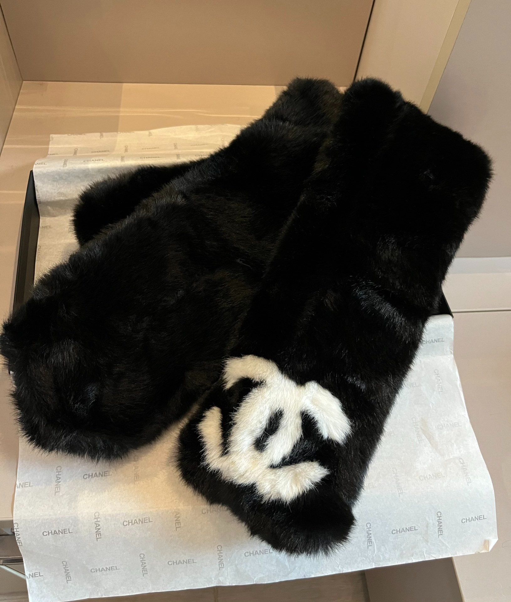 샤* 롱 래빗 퍼 머플러