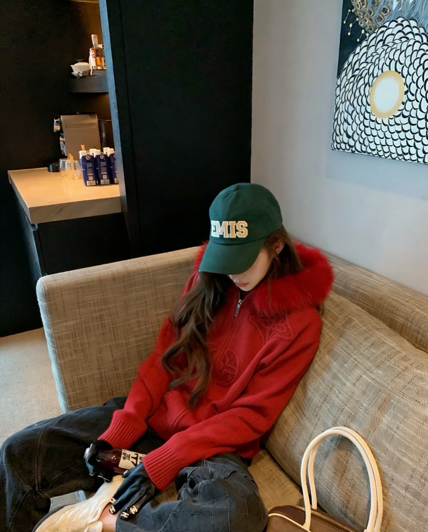 루*비통 자카드 퍼카라 가디건