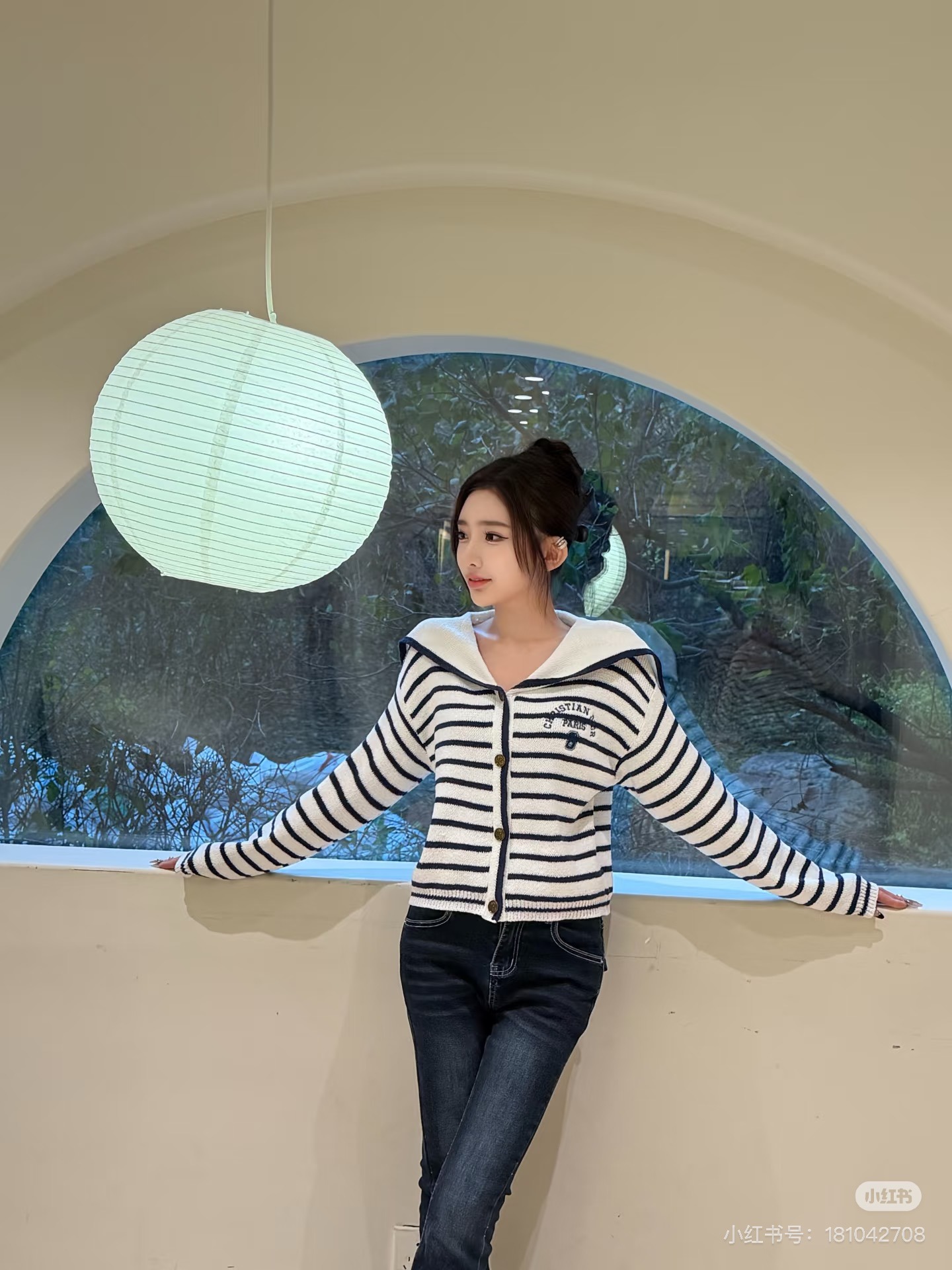 디* 신상 마린 숄 스트라이프 카디건